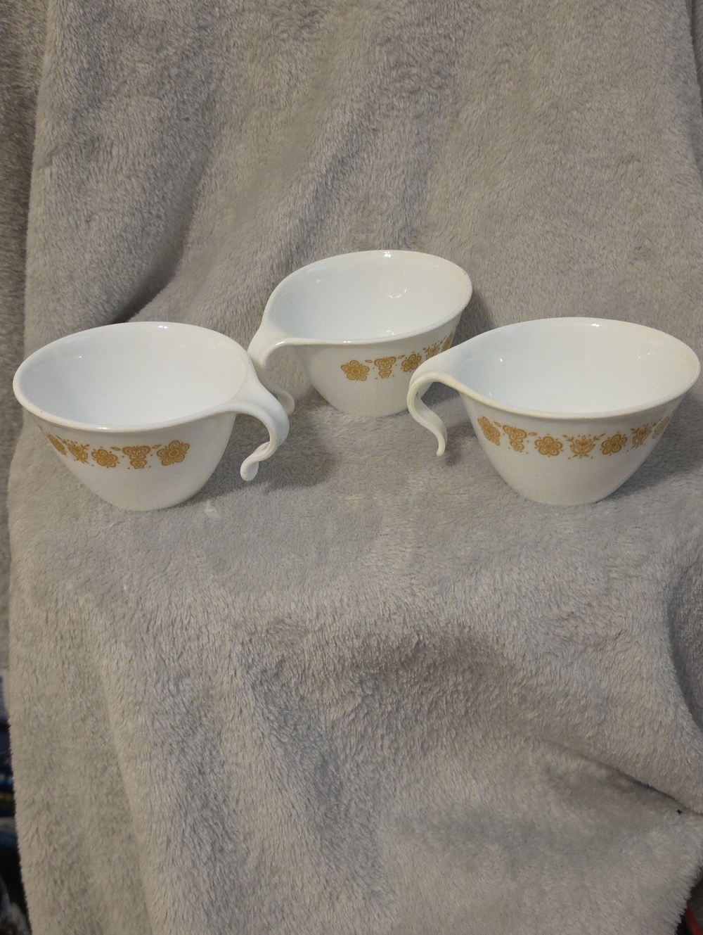 Corelle White Mugs with Gold Floral Border (Set of 3)